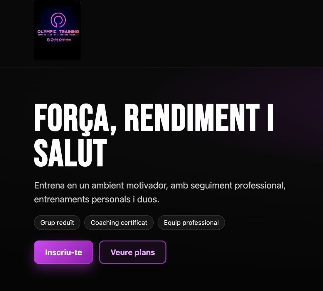 Web d'Olympic Training, entrenador personal